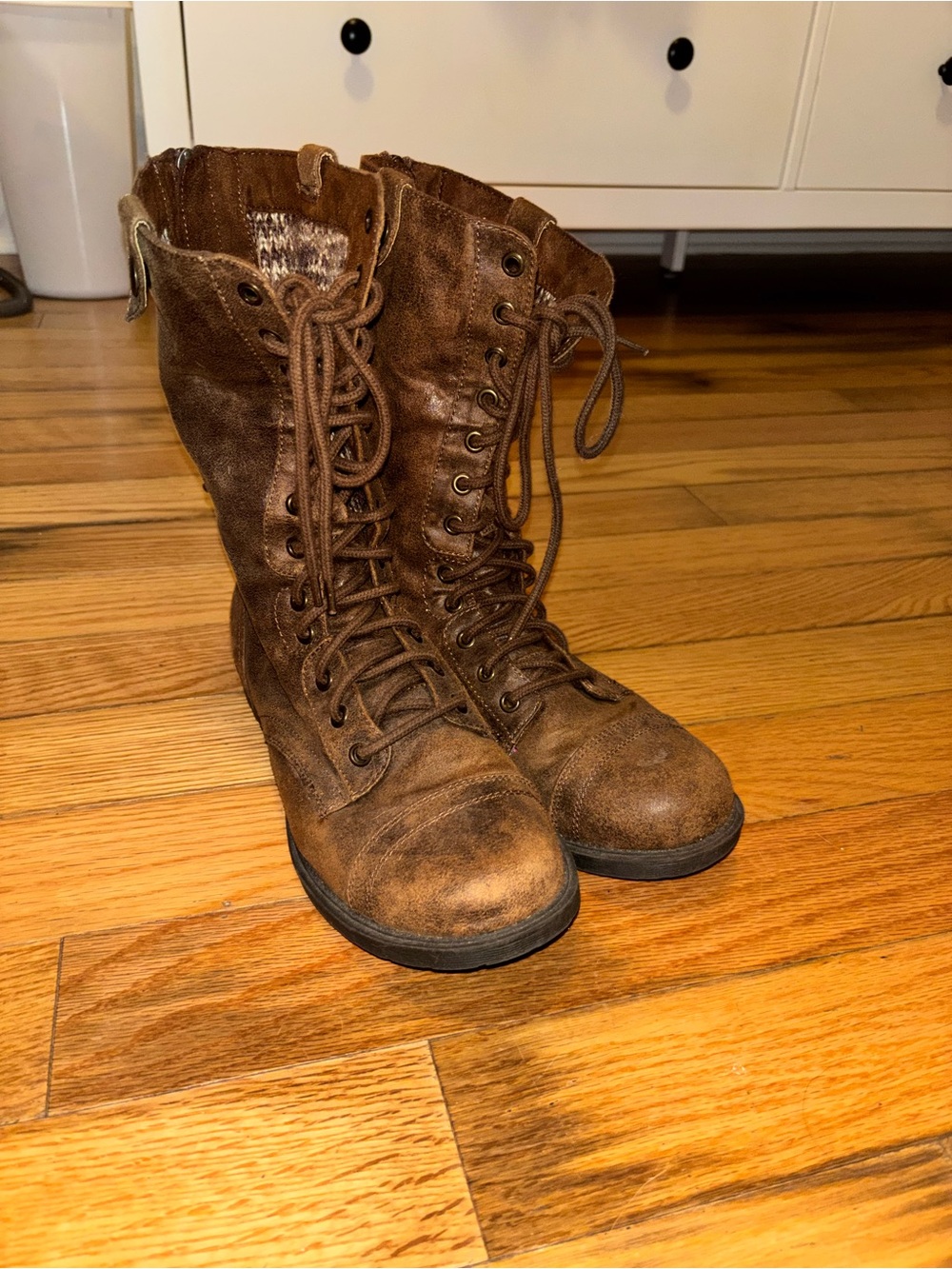 Women's Brown Lace-Up Combat Boots